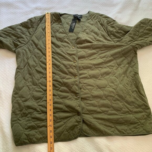 NEW Jones & Co olive green quilted snap button long sleeve jacket - Picture 9 of 10